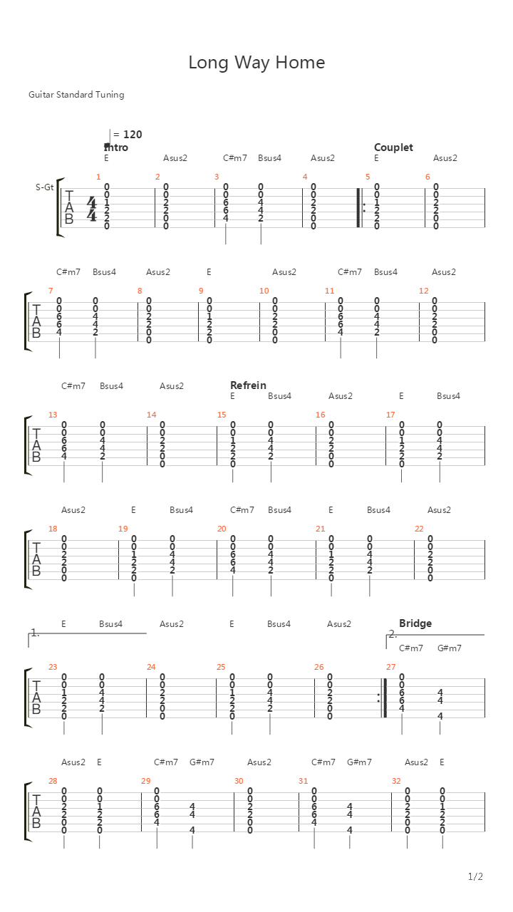 Long Way Home吉他谱