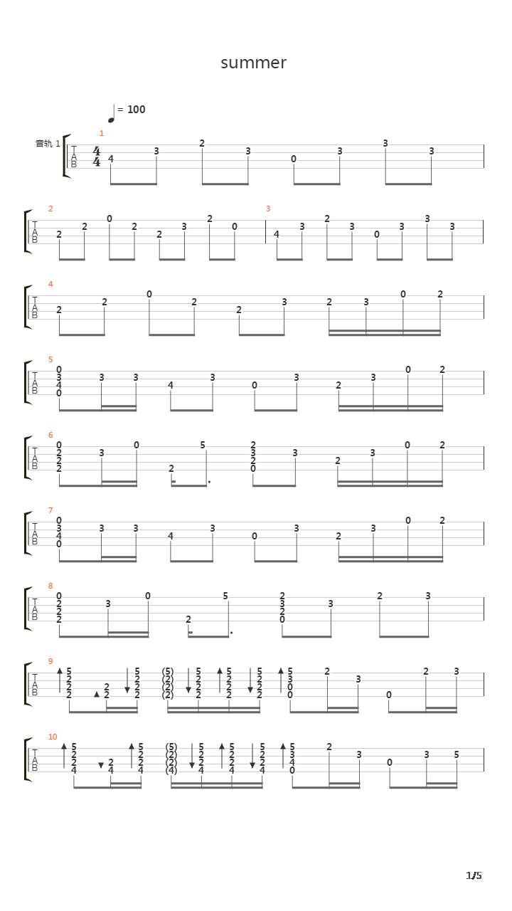 Summer(尤克里里)吉他谱