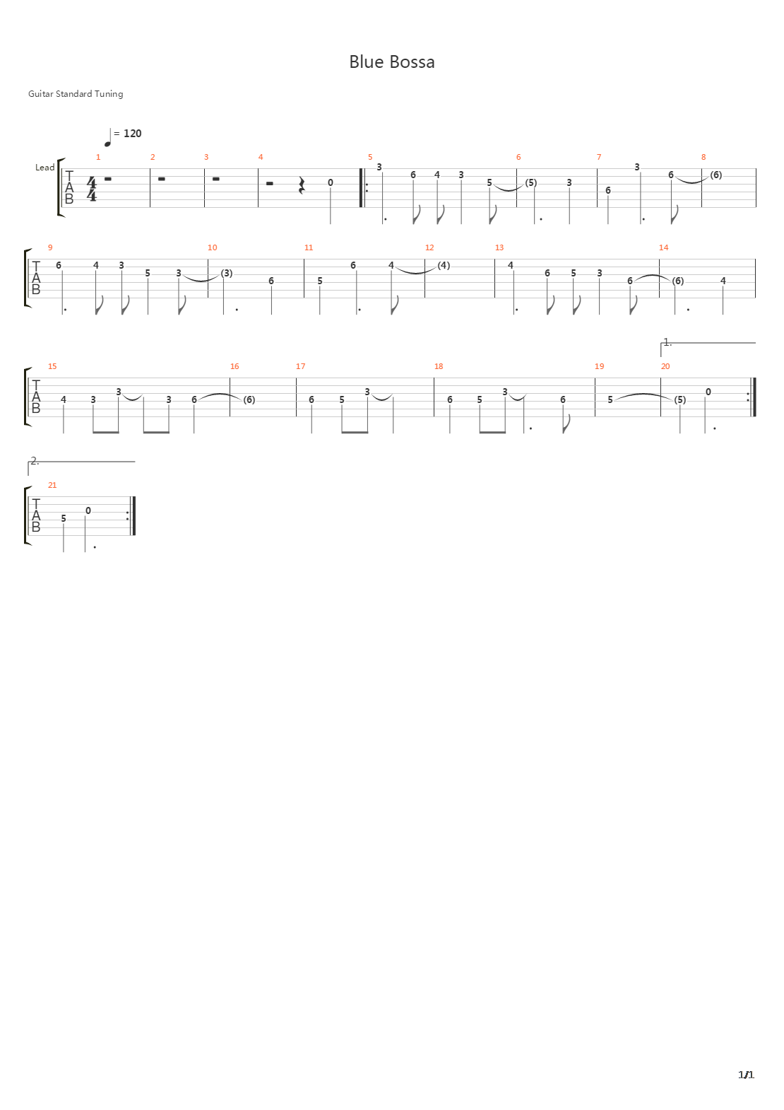 Blue Bossa吉他谱