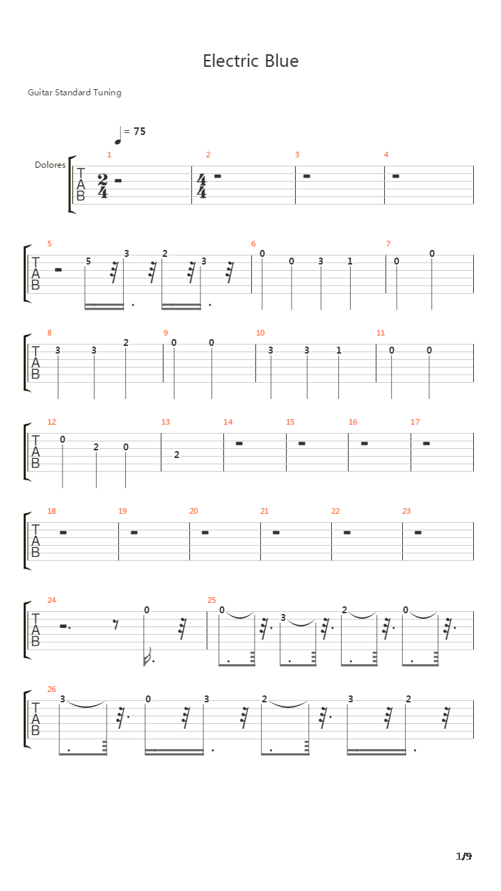 Electric Blue吉他谱