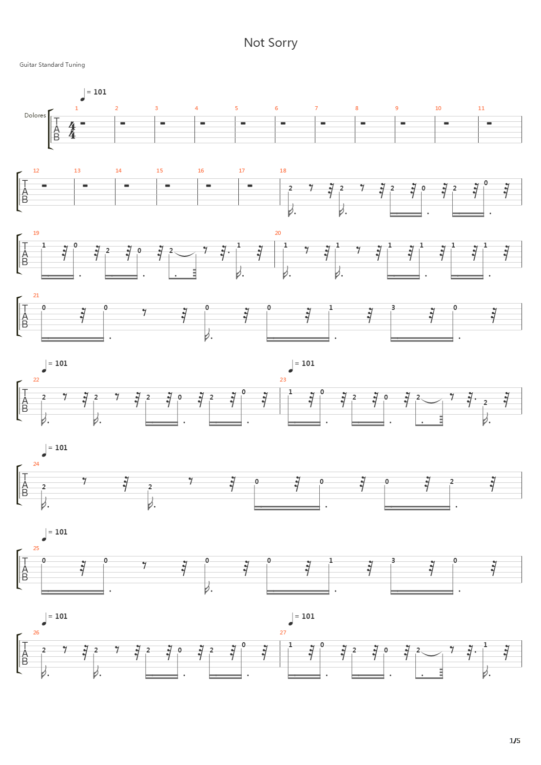 Not Sorry吉他谱