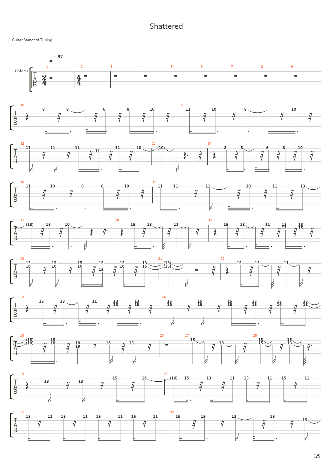 Shattered吉他谱