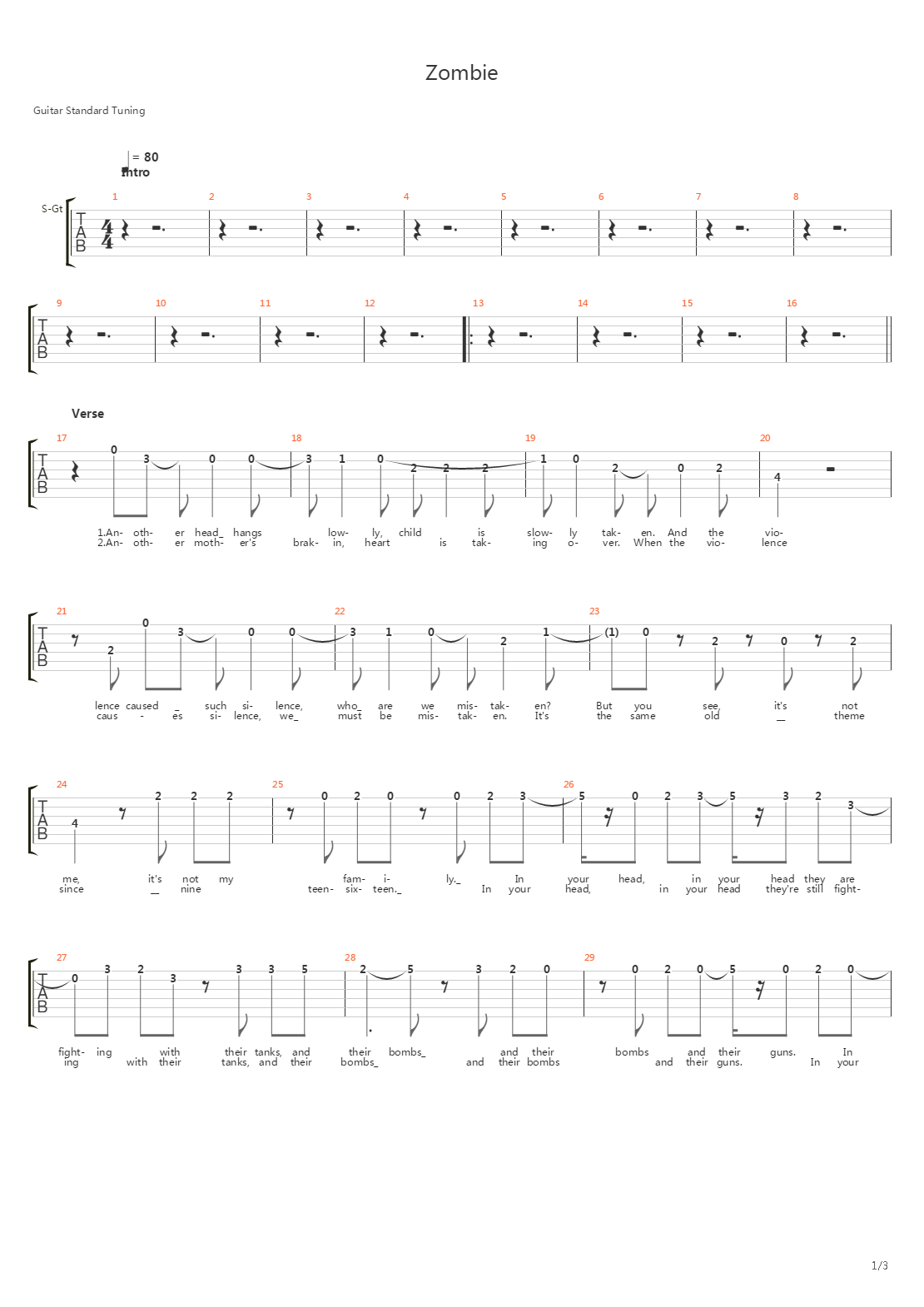Zombie (10)吉他谱