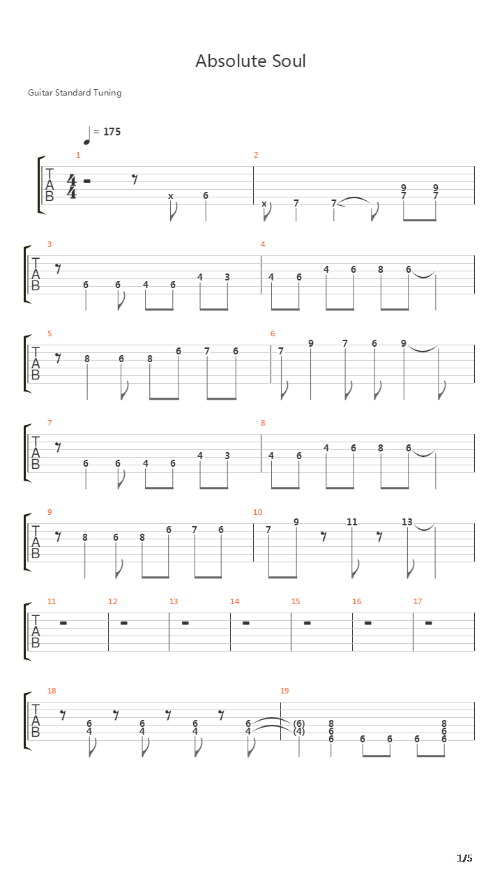 Absolute Soul(TV动画《绝对双刃》OP 片头曲)吉他谱
