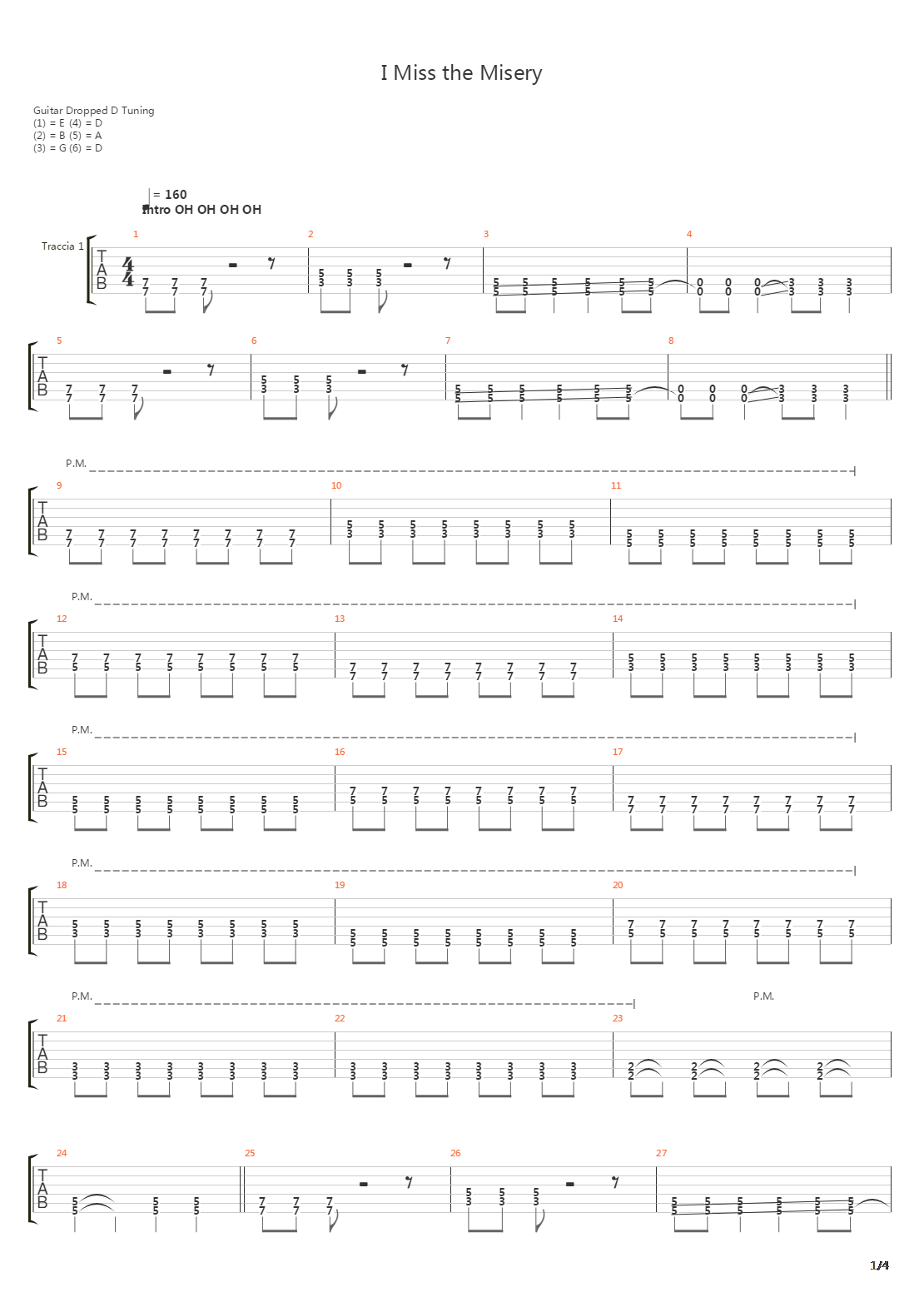 I Miss The Misery吉他谱