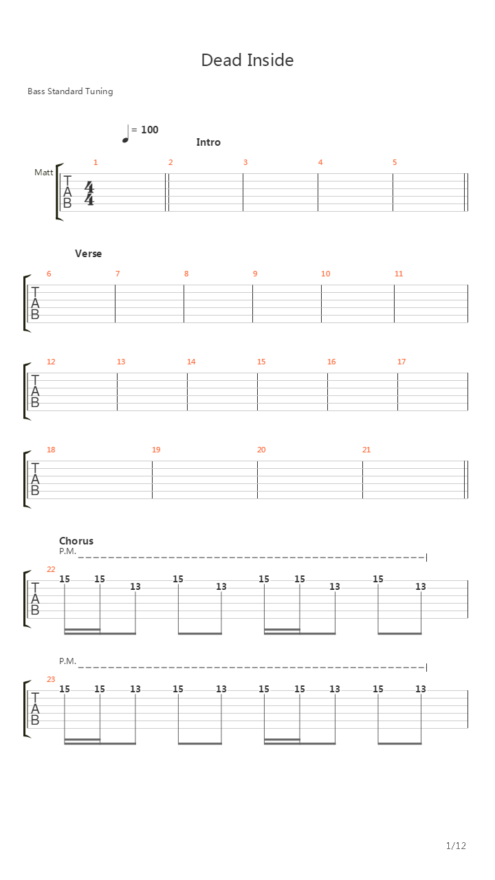 Dead Inside吉他谱