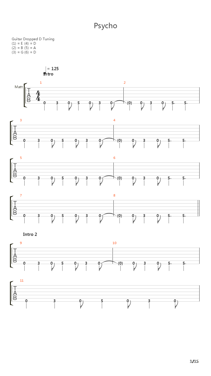 Psycho吉他谱