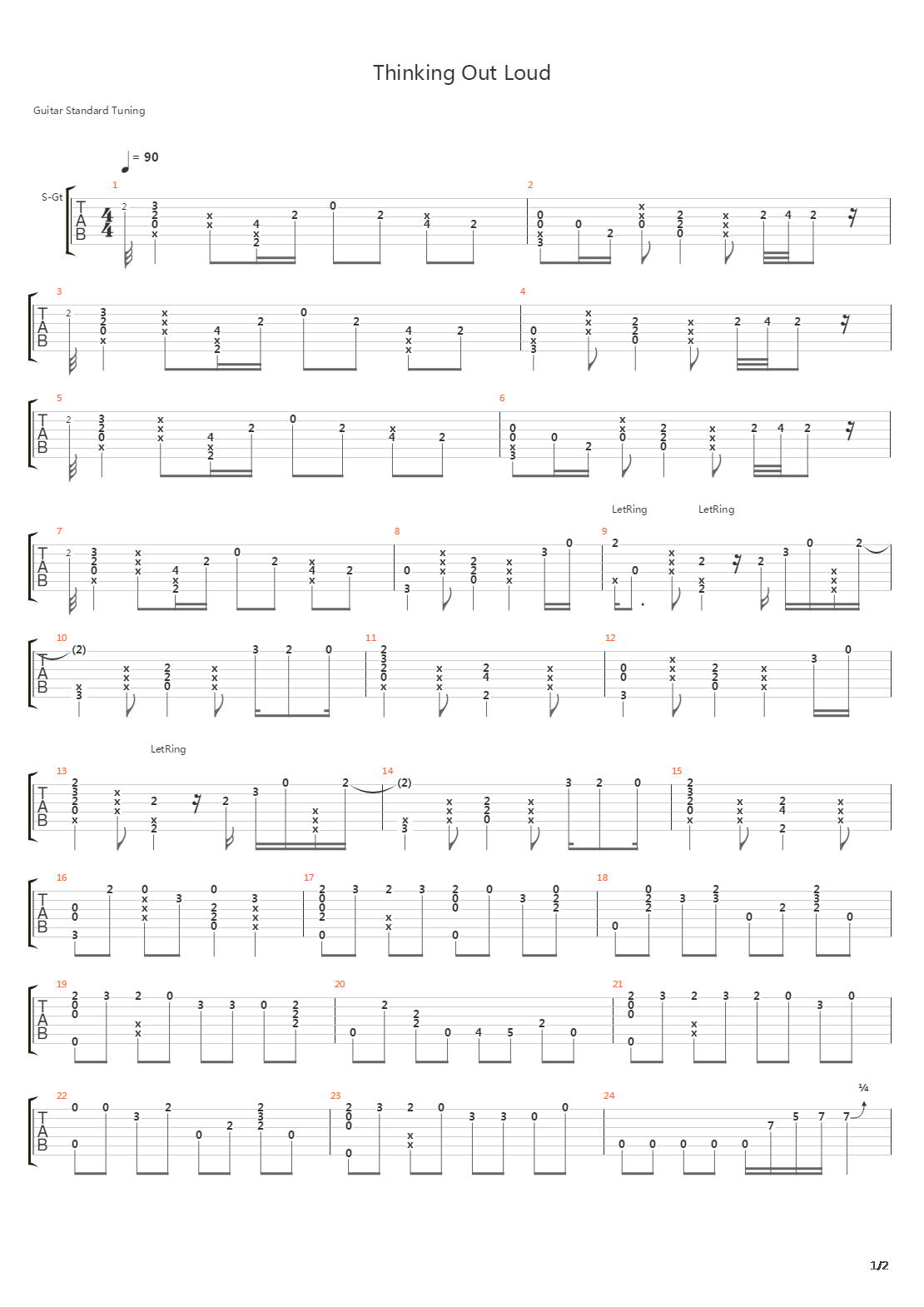 Thinking Out Loud (arr. by Mironenko Artyom)吉他谱