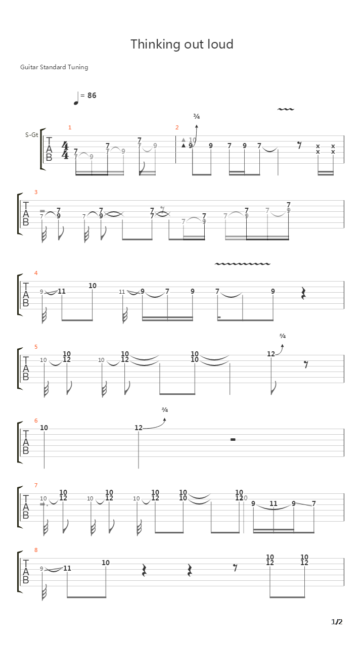 Thinking Out Loud吉他谱