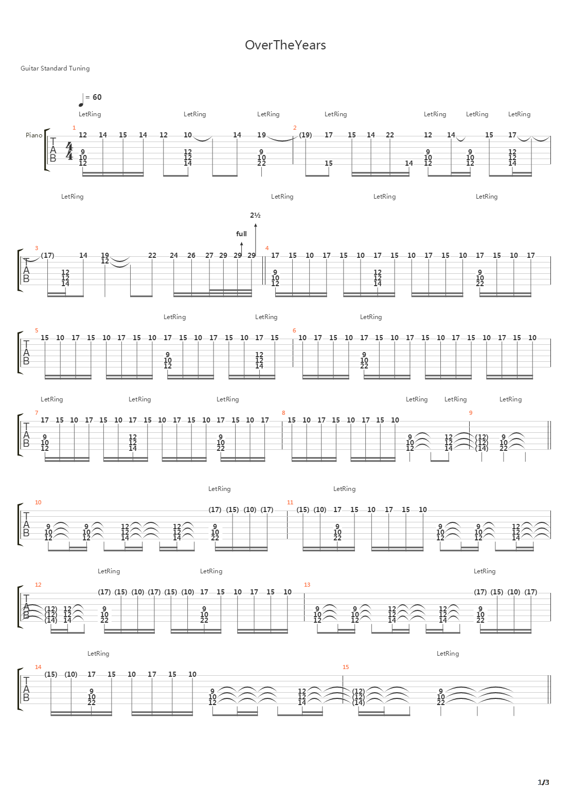 Overtheyears吉他谱
