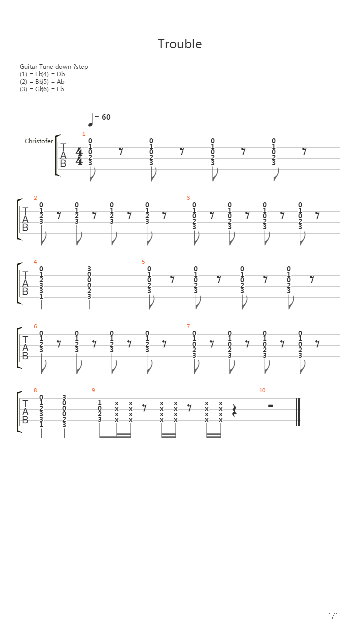 Trouble吉他谱