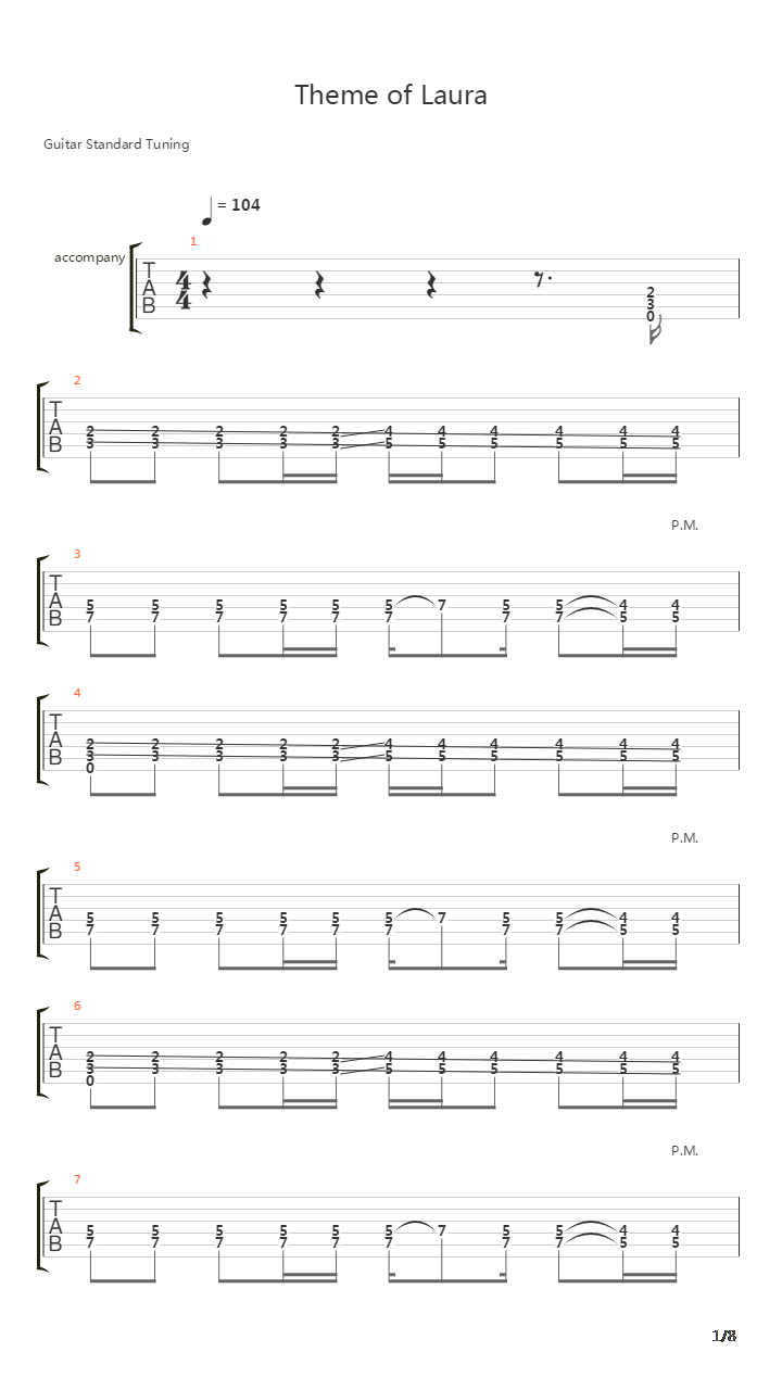 Theme of Laura(双吉他改编)吉他谱