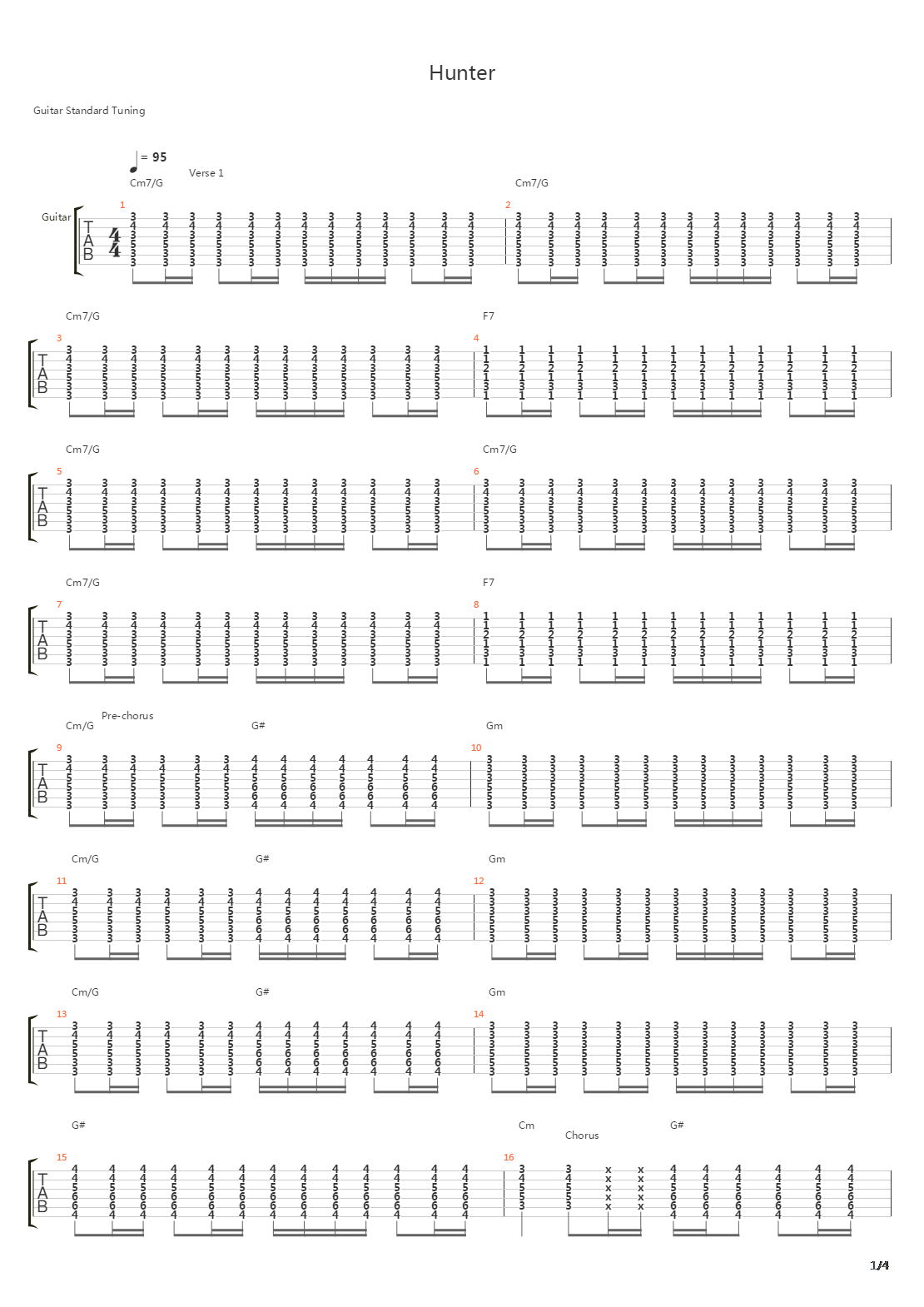 Hunter吉他谱