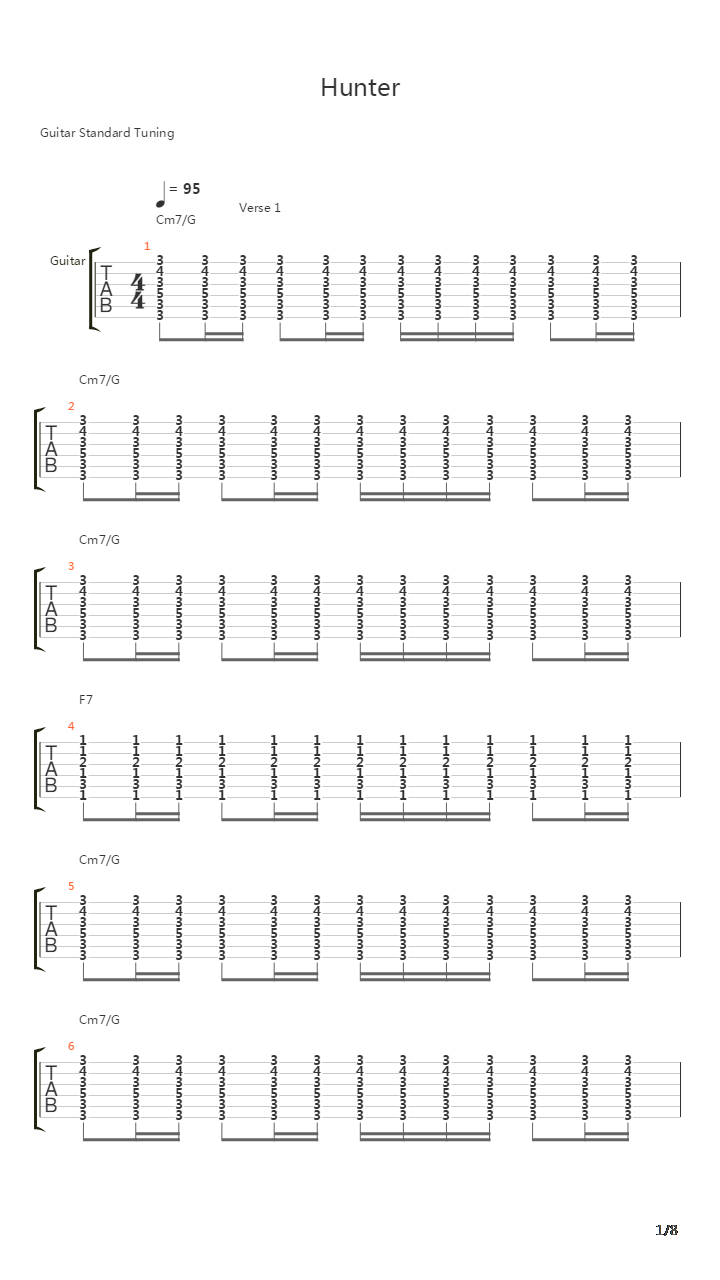 Hunter吉他谱