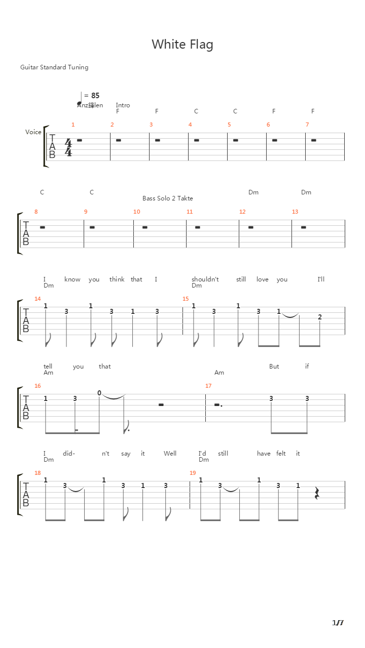 White Flag吉他谱