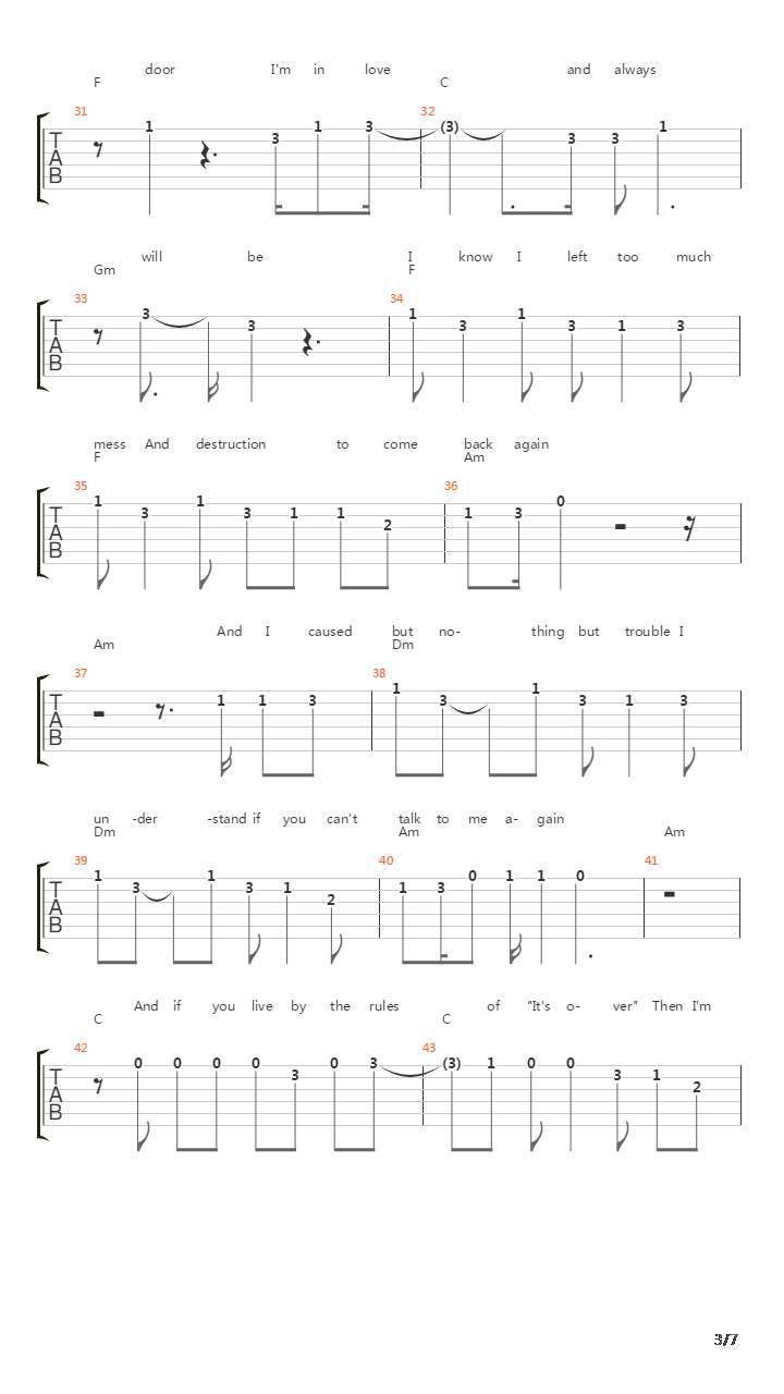 White Flag吉他谱