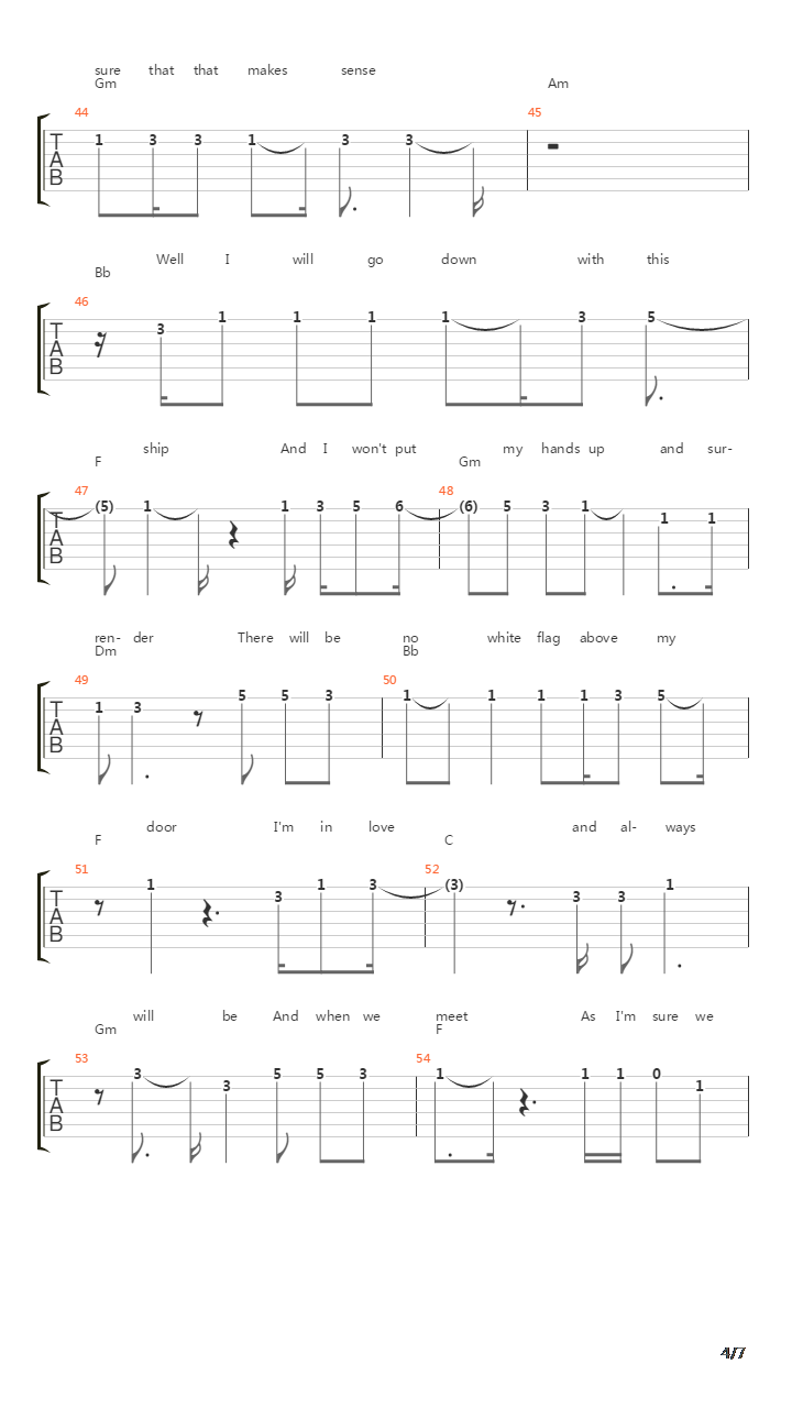 White Flag吉他谱