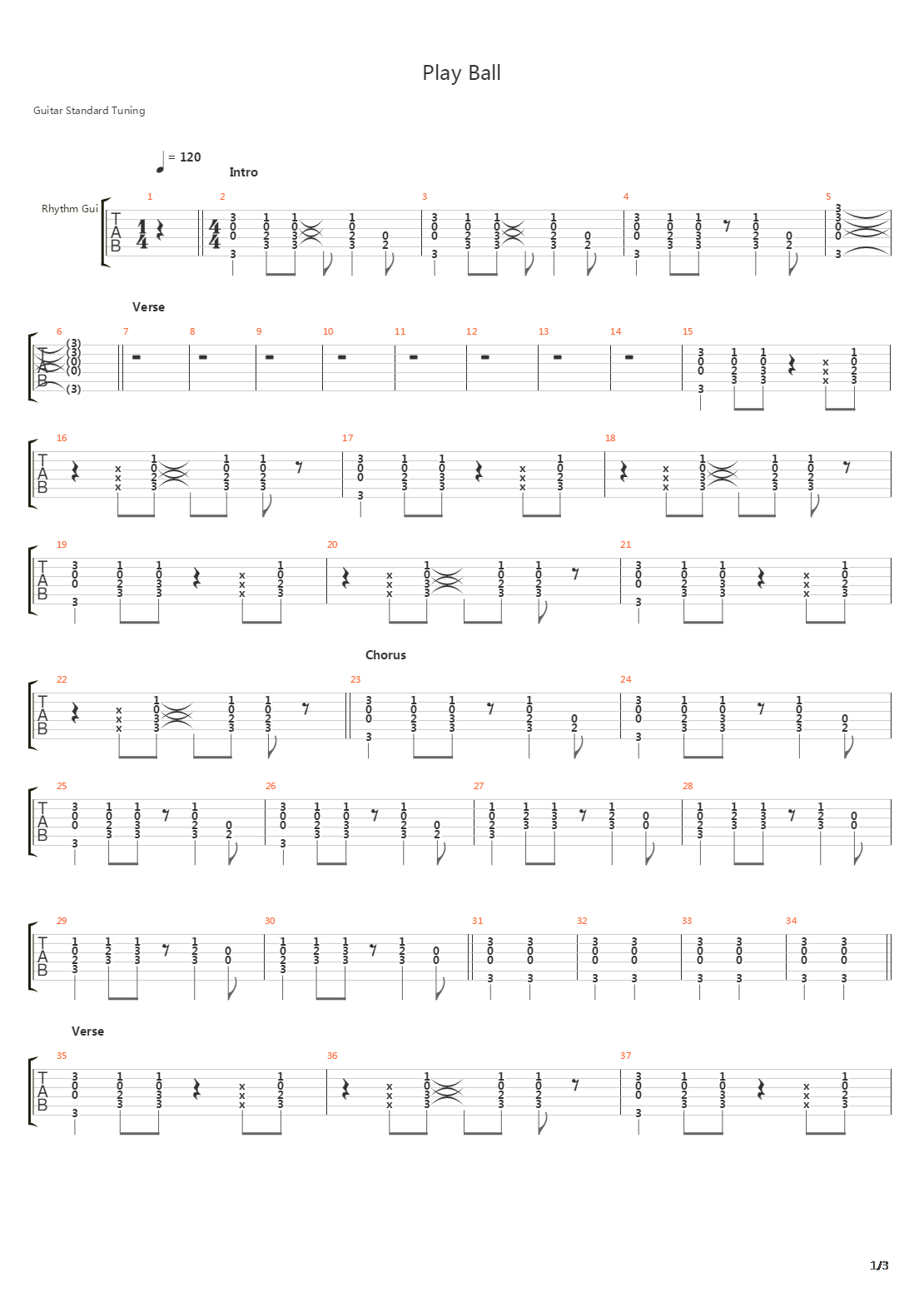 Play Ball吉他谱
