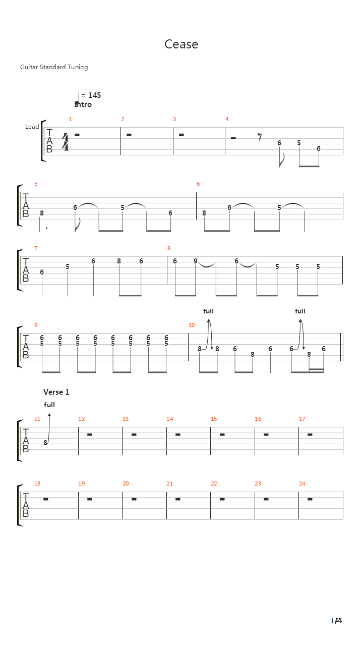 Cease吉他谱