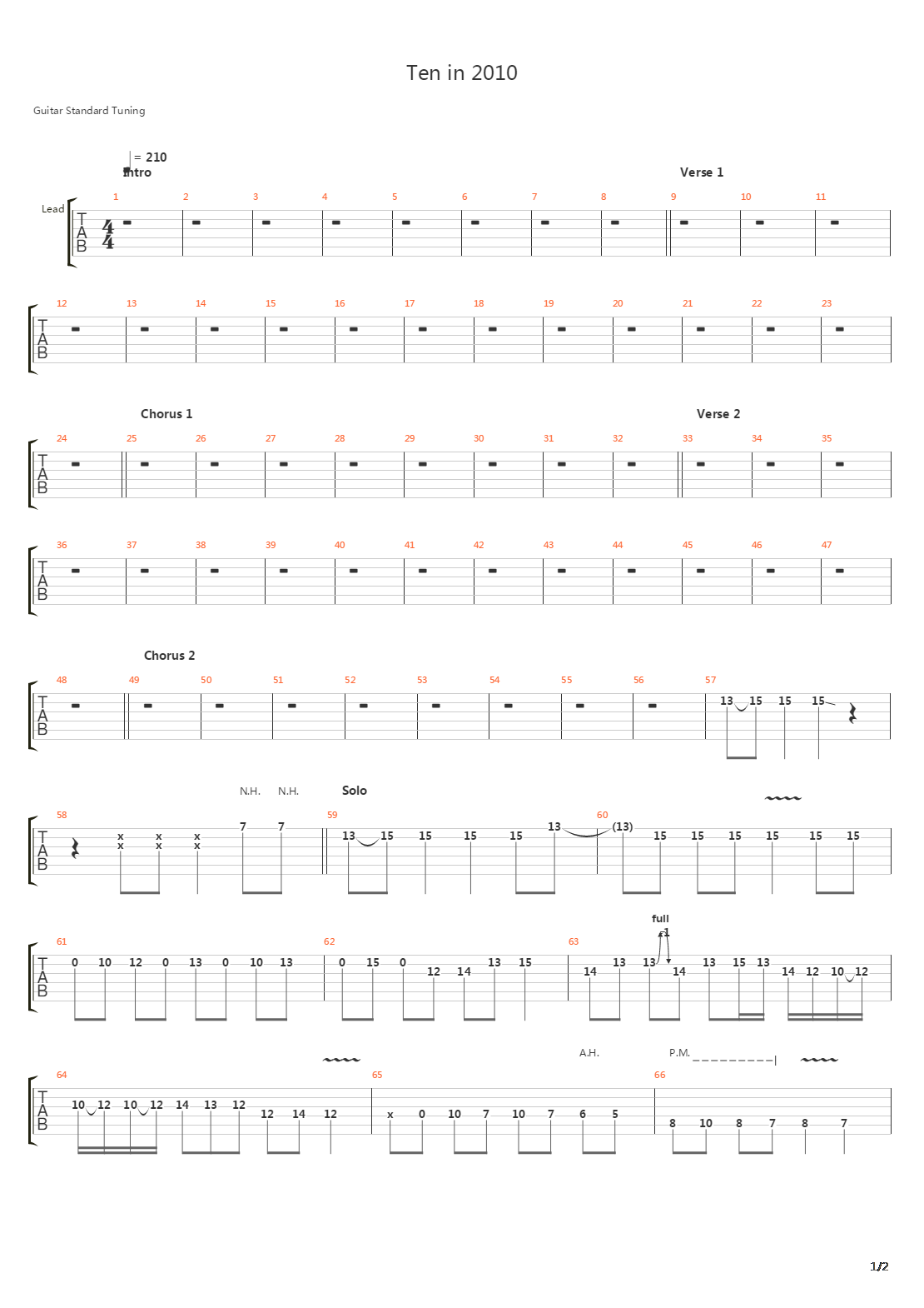 Ten In 2010吉他谱