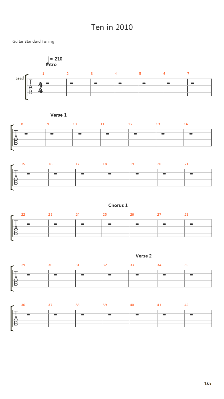 Ten In 2010吉他谱