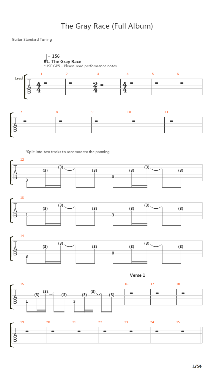 The Gray Race吉他谱