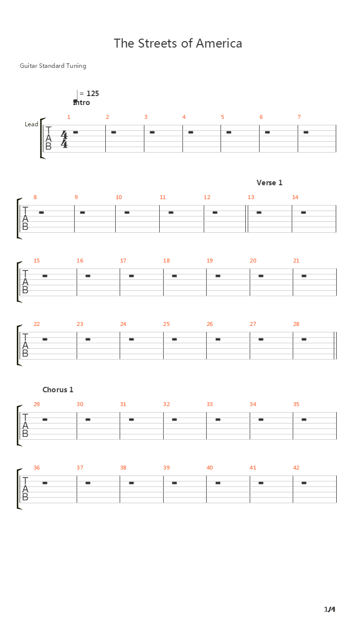 The Streets Of America吉他谱