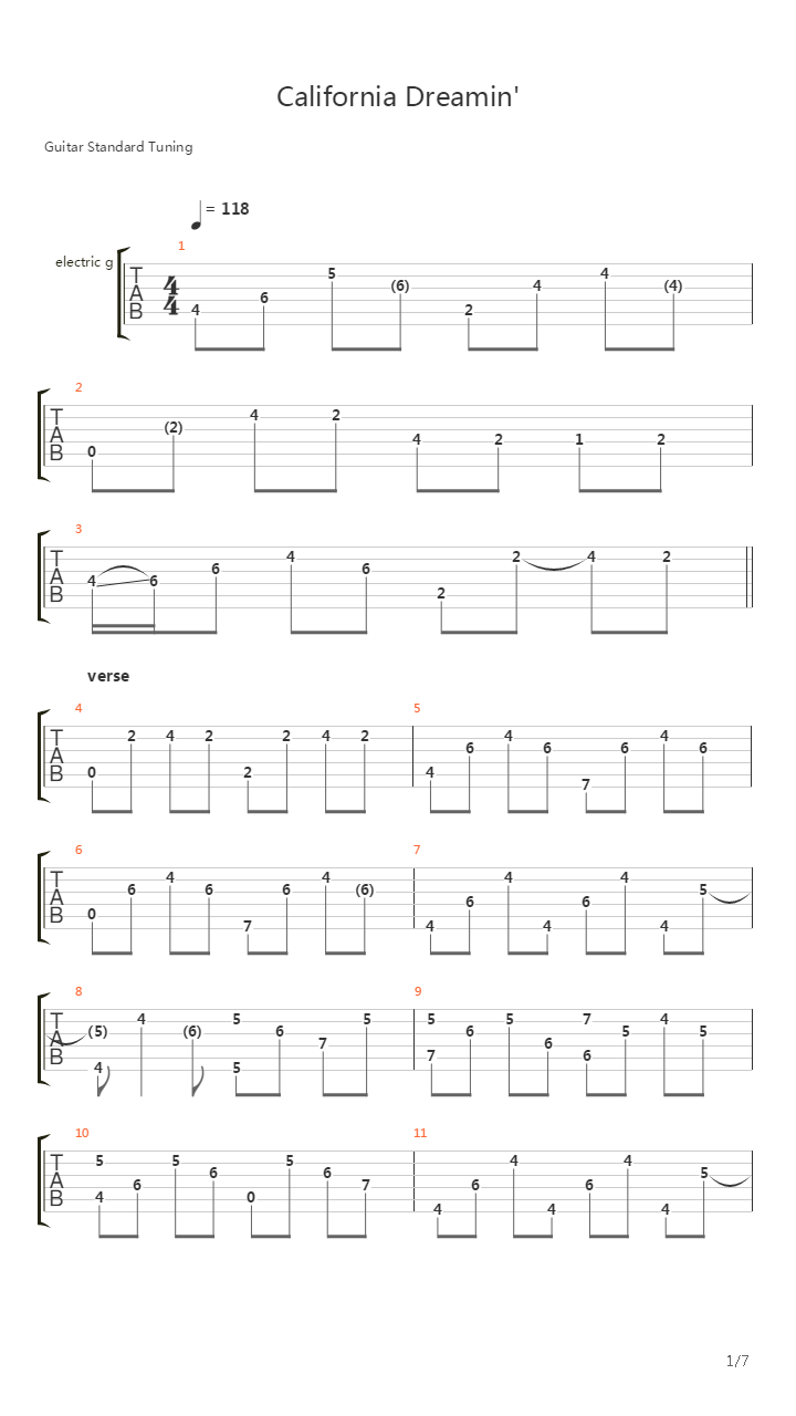 California Dreaming吉他谱