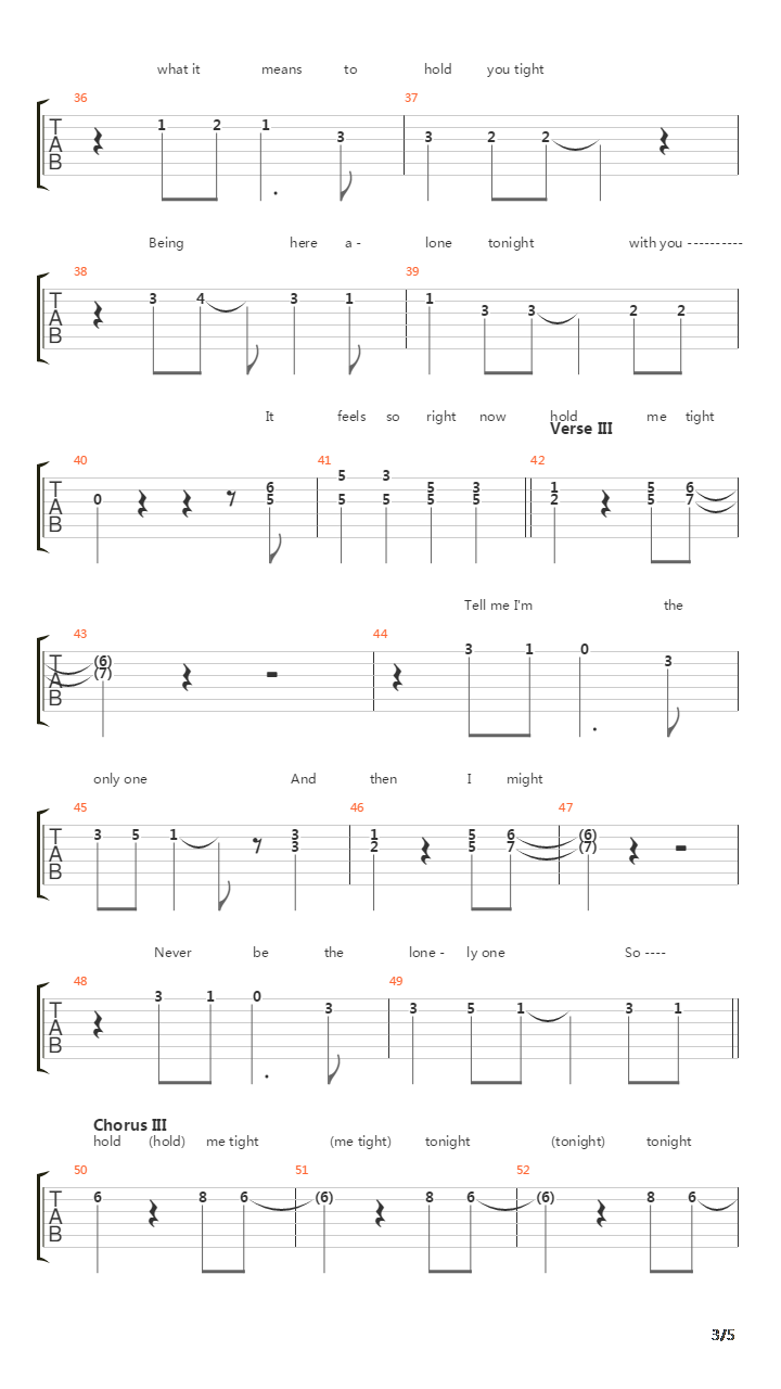 Hold Me Tight吉他谱