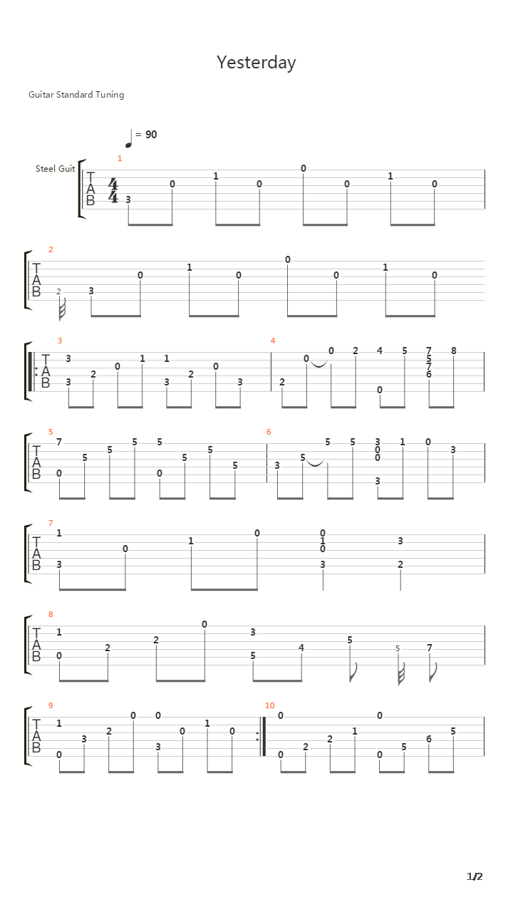 Yesterday吉他谱