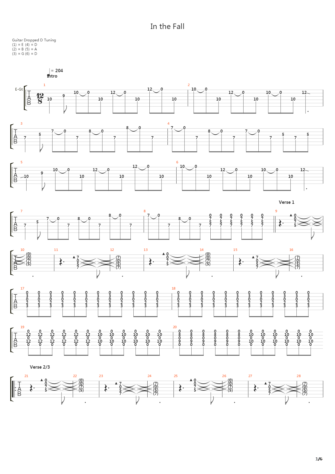 In The Fall吉他谱