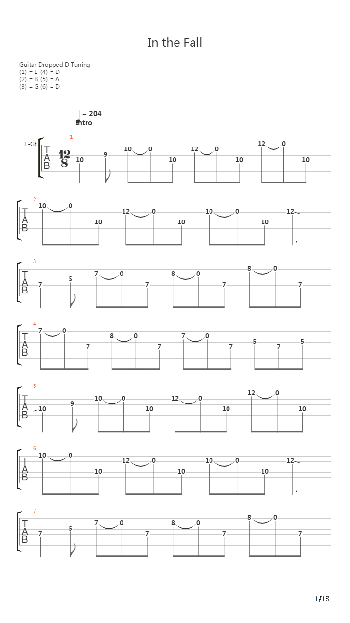 In The Fall吉他谱
