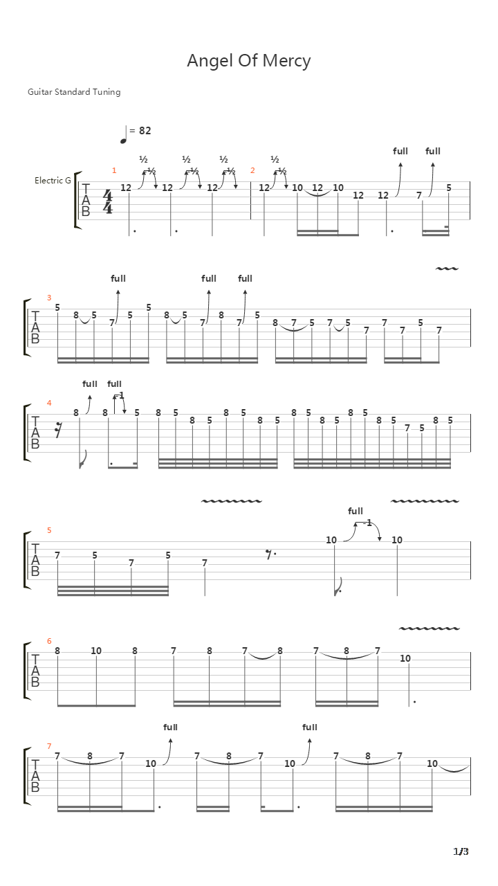 Angel Of Mercy吉他谱