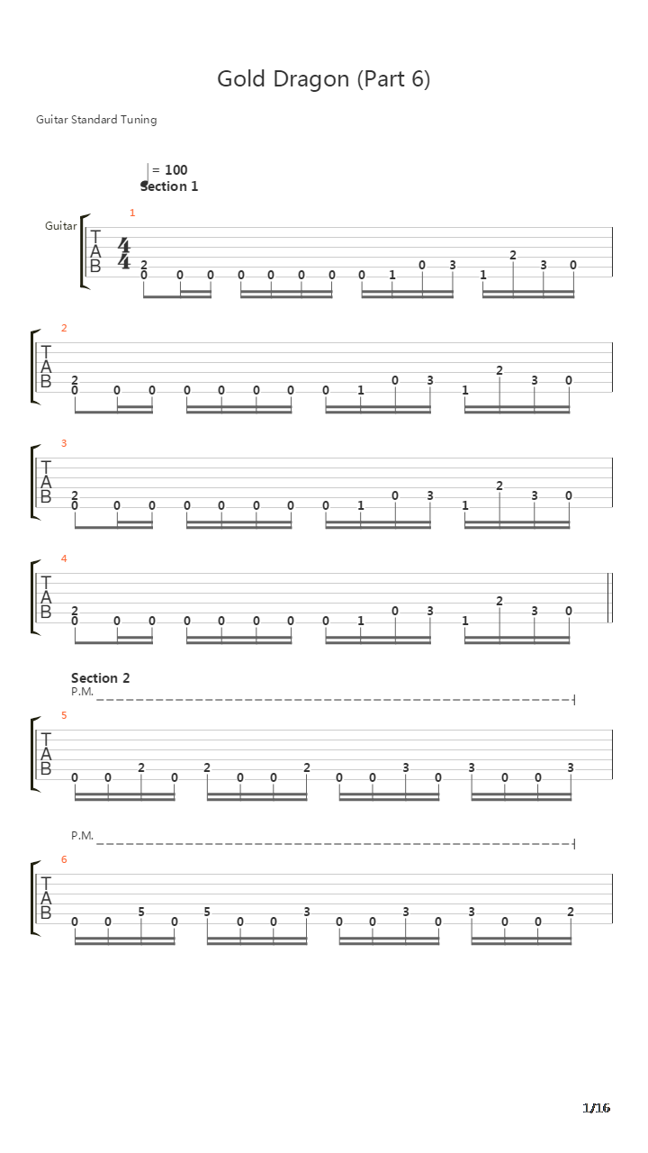 Gold Dragon Part 6吉他谱