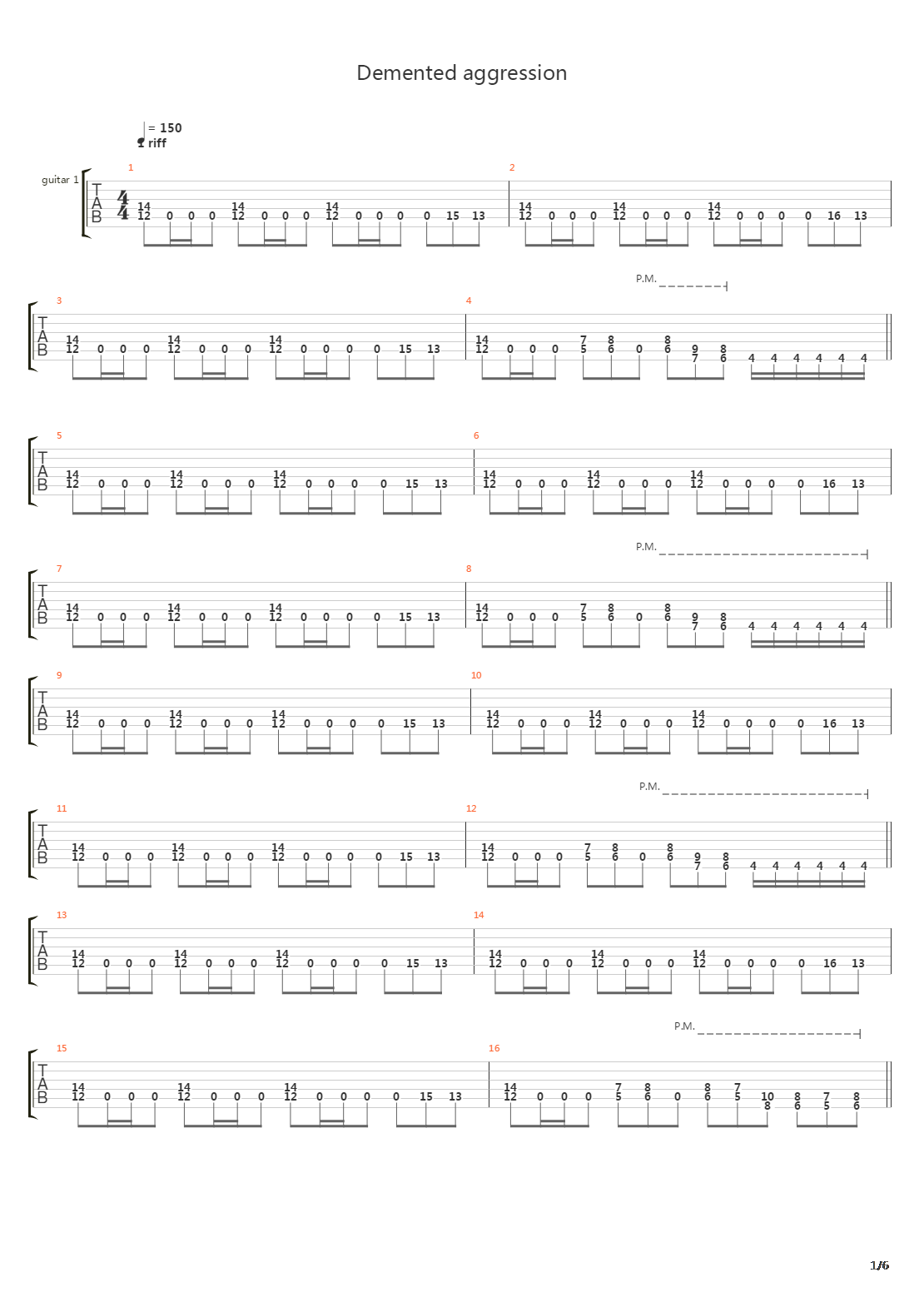 Demented Aggression吉他谱
