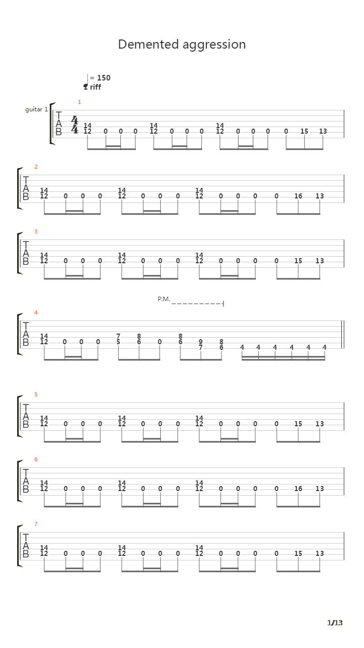 Demented Aggression吉他谱