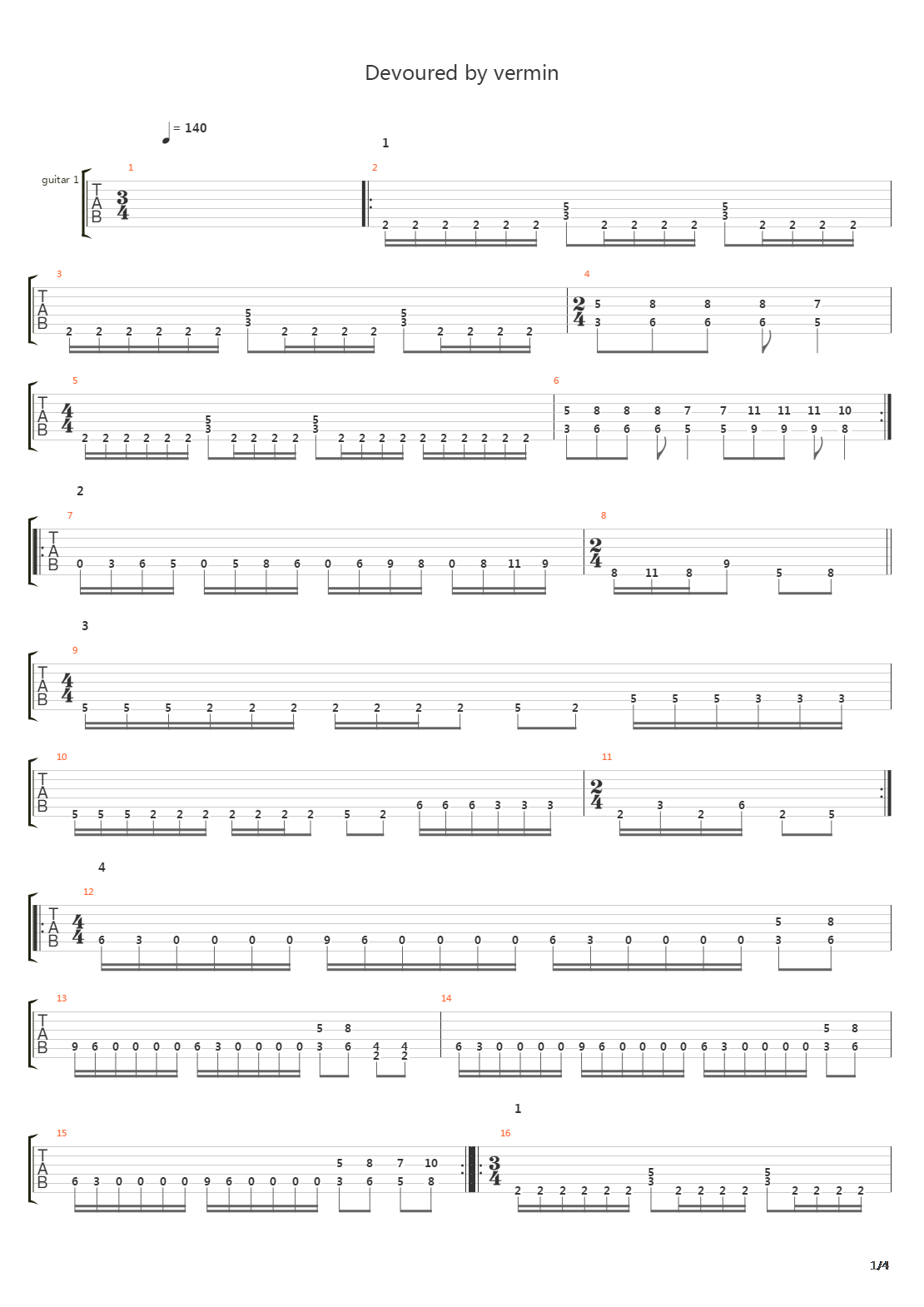 Devoured By Vermin吉他谱