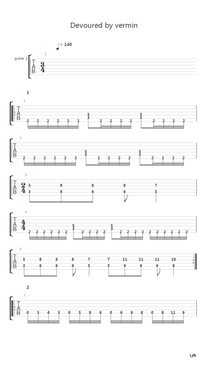 Devoured By Vermin吉他谱