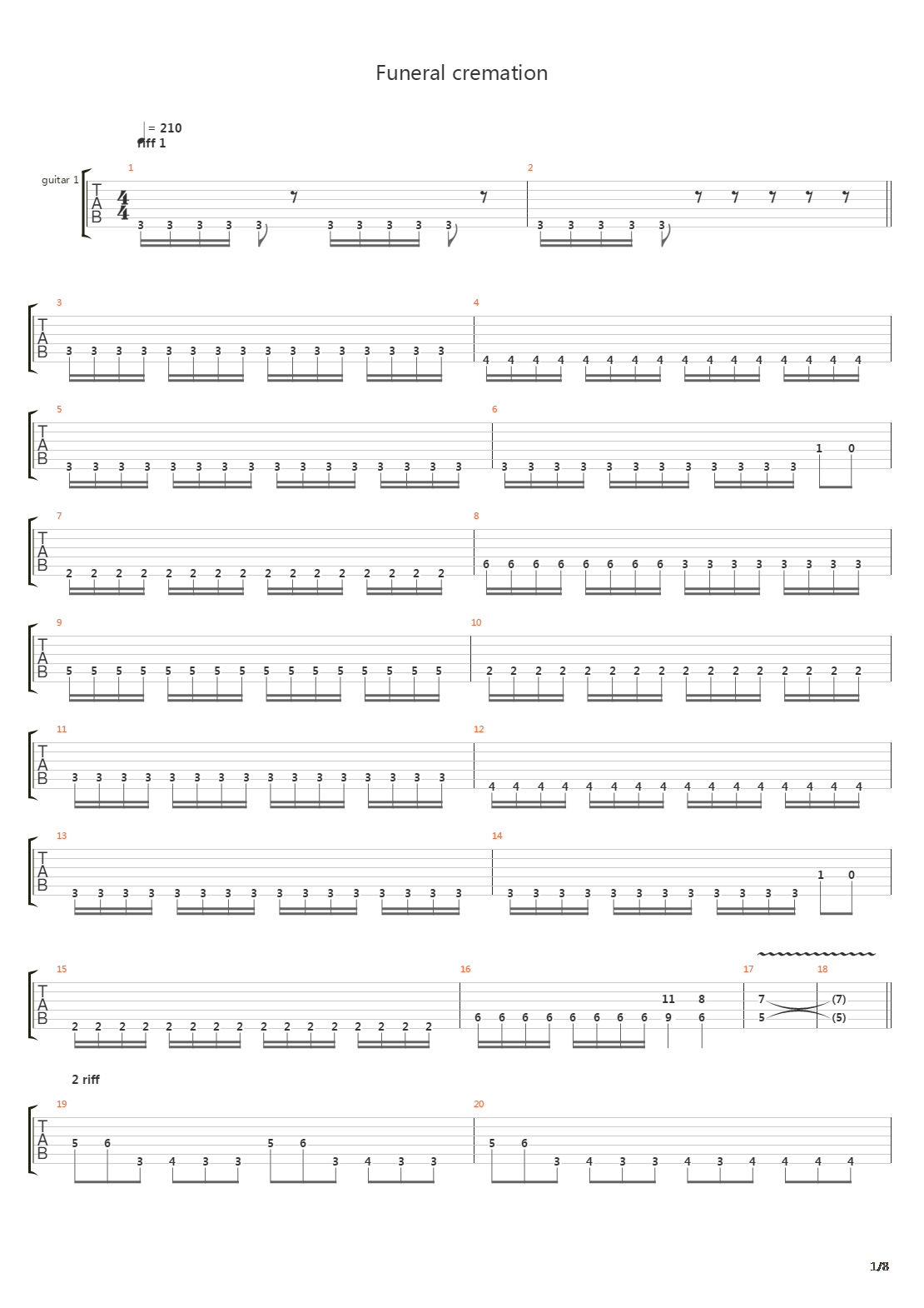 Funeral Cremation吉他谱