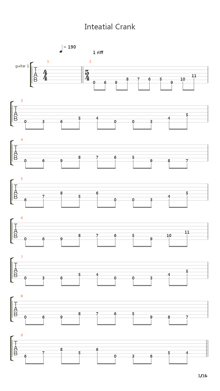 Intestinal Crank吉他谱