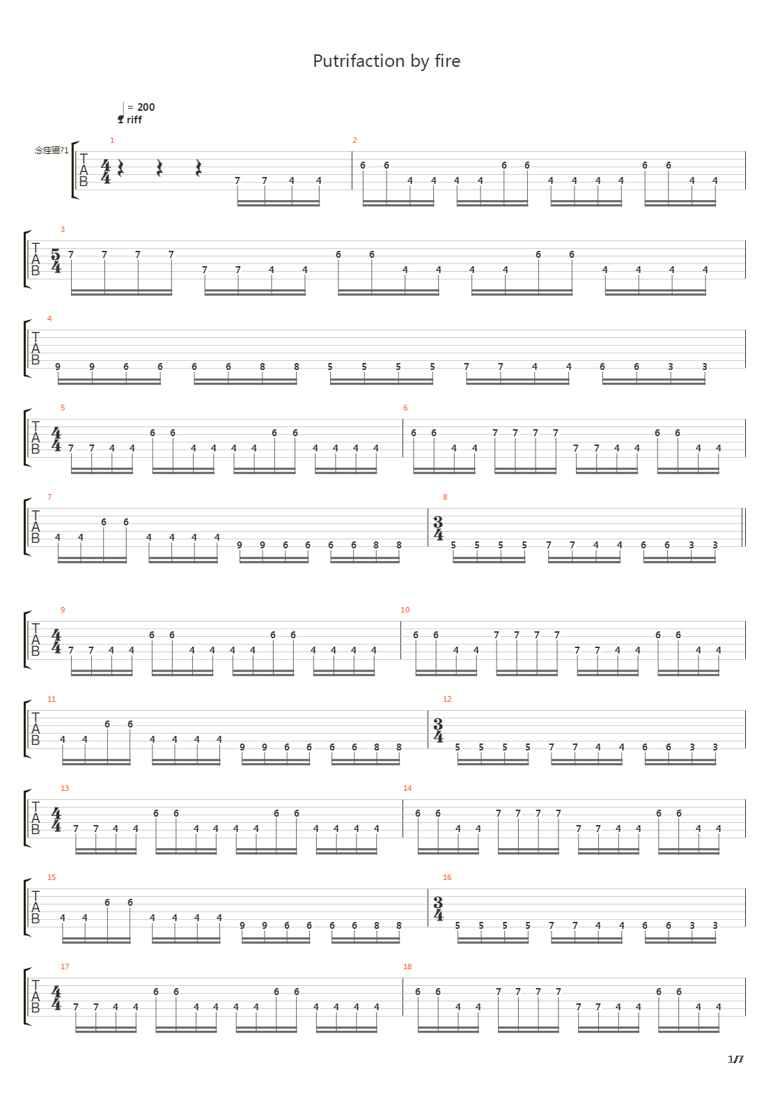 Putrifaction By Fire吉他谱