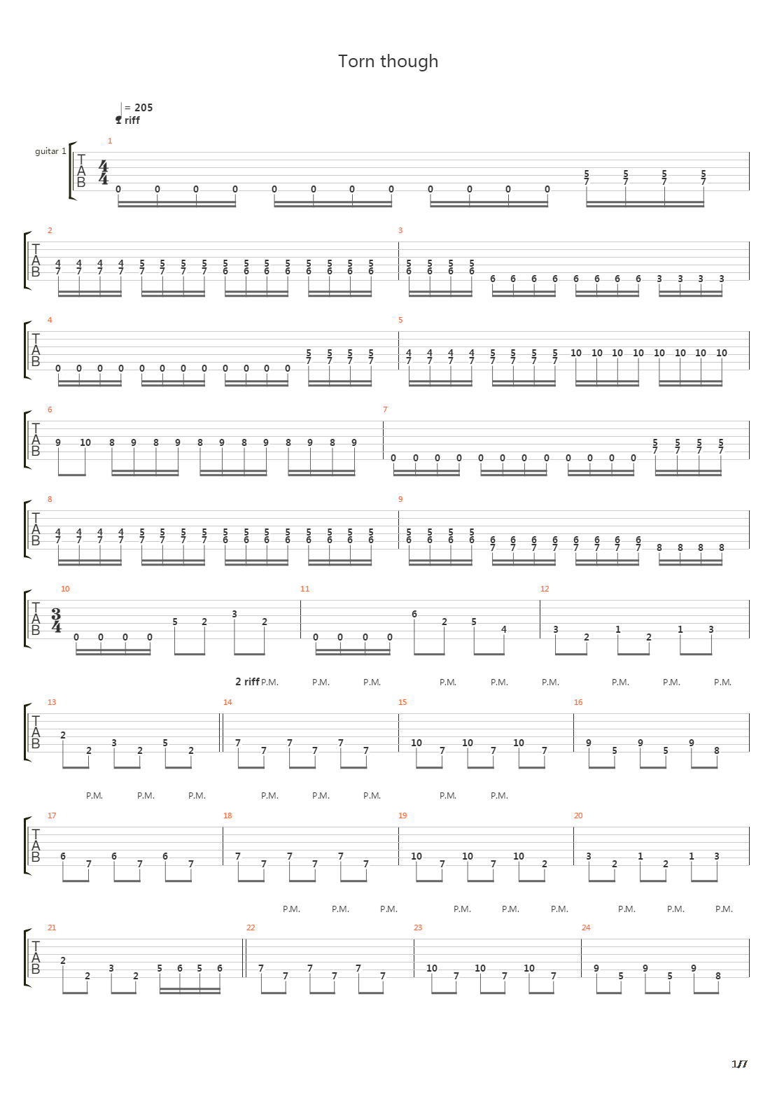 Torn Though吉他谱