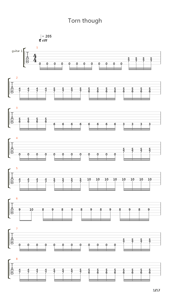 Torn Though吉他谱
