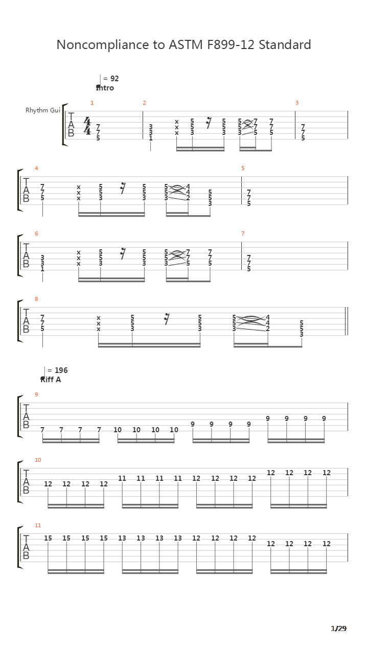 Noncompliance To Astm F899-12 Standard吉他谱