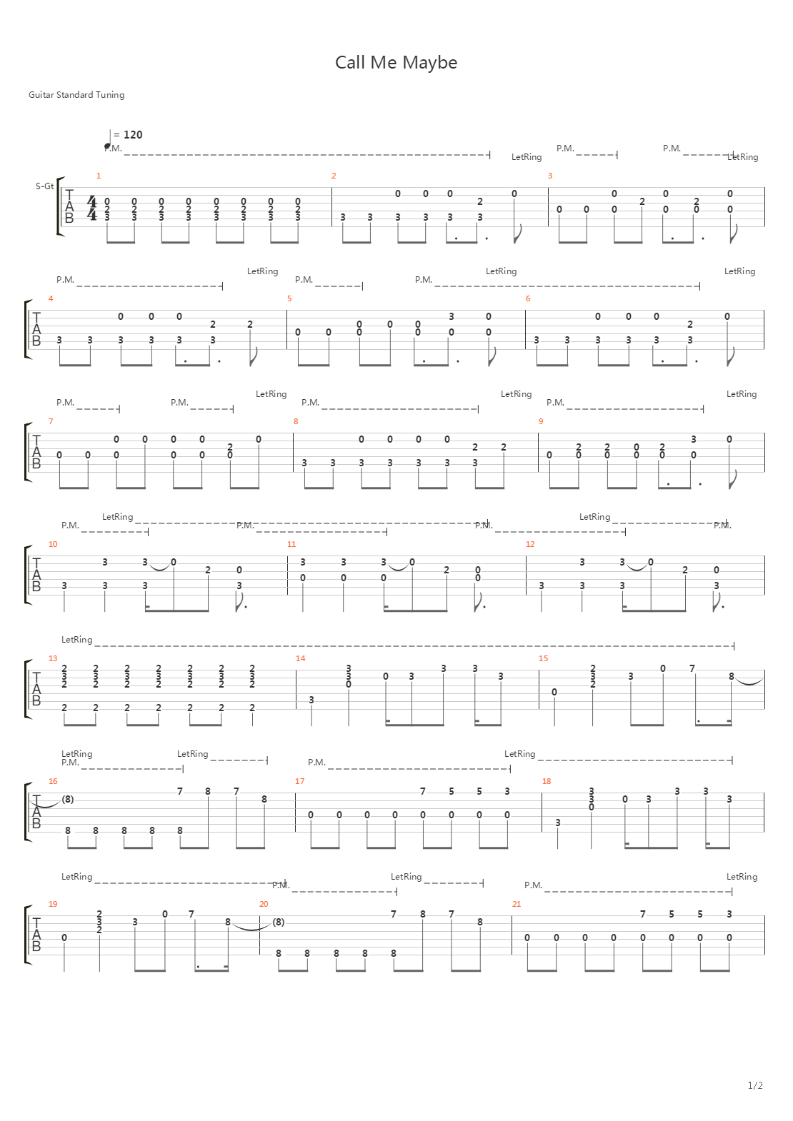 Call Me Maybe吉他谱