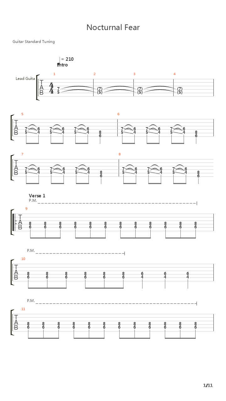 Nocturnal Fear吉他谱