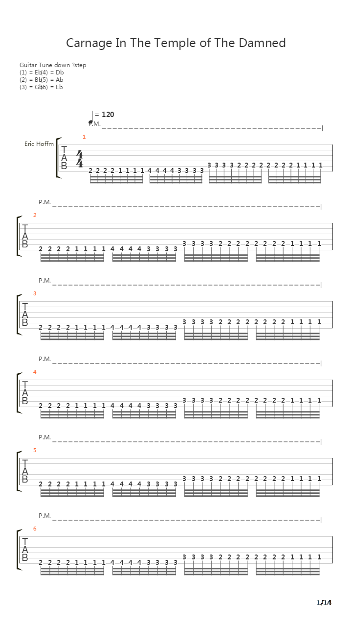 Carnage In The Temple Of The Damned吉他谱
