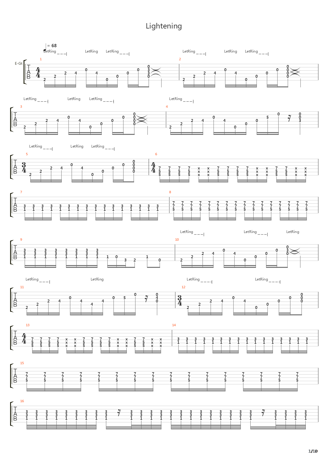 Lightening吉他谱