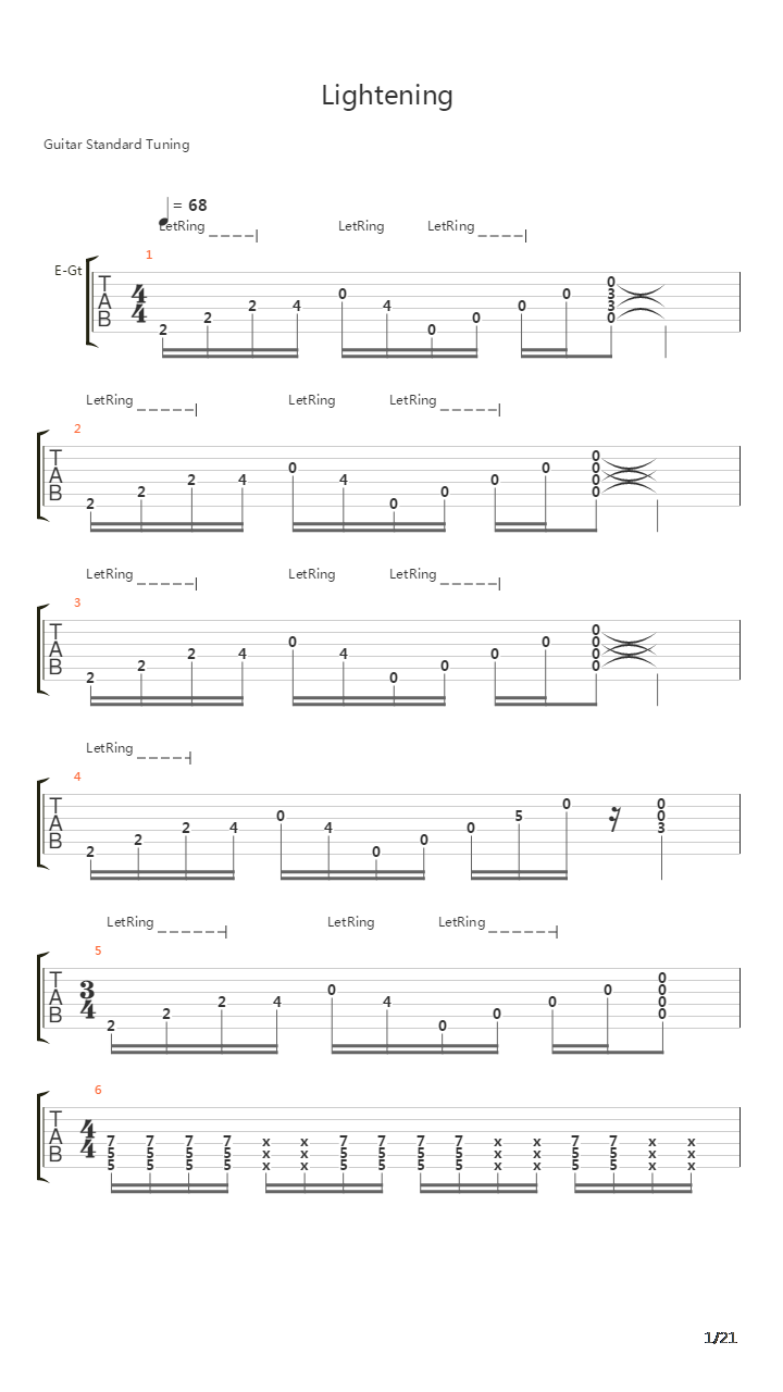 Lightening吉他谱