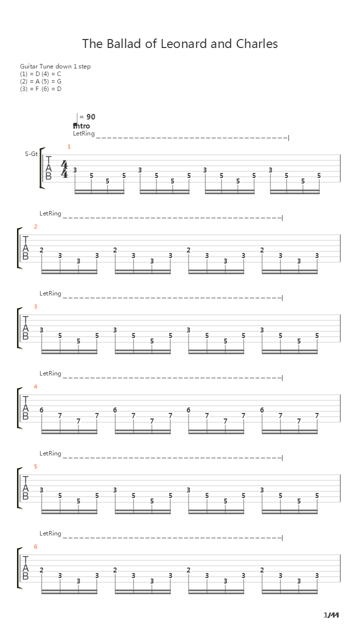 The Ballad Of Leonard And Charles吉他谱